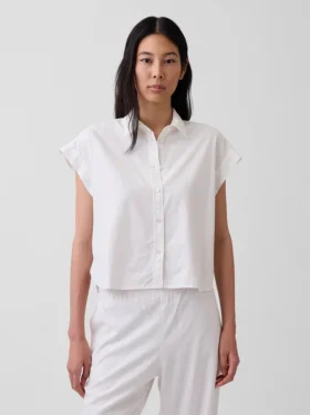Linen-Blend Oversized Shirt