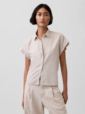 Linen-Blend Oversized Shirt