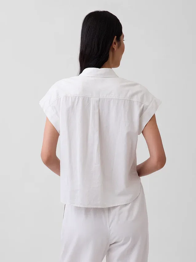 Linen-Blend Oversized Shirt