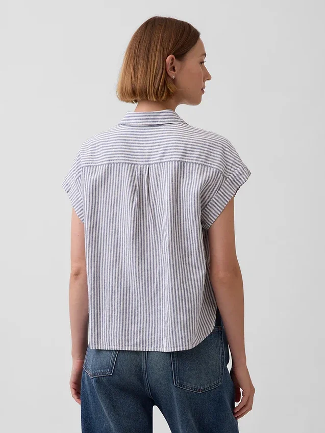 Linen-Blend Oversized Shirt