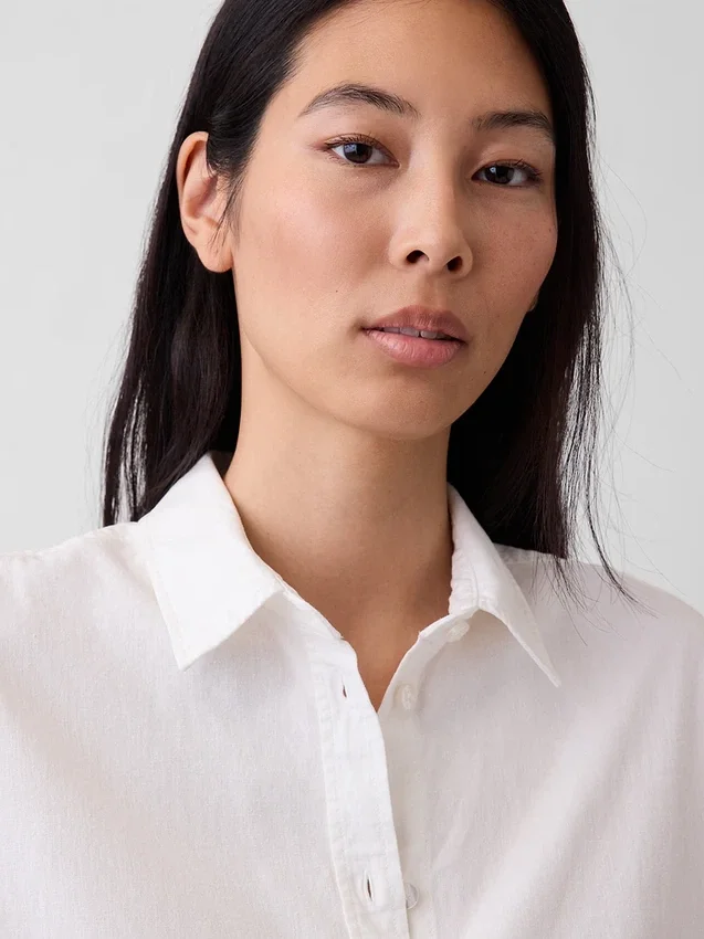 Linen-Blend Oversized Shirt