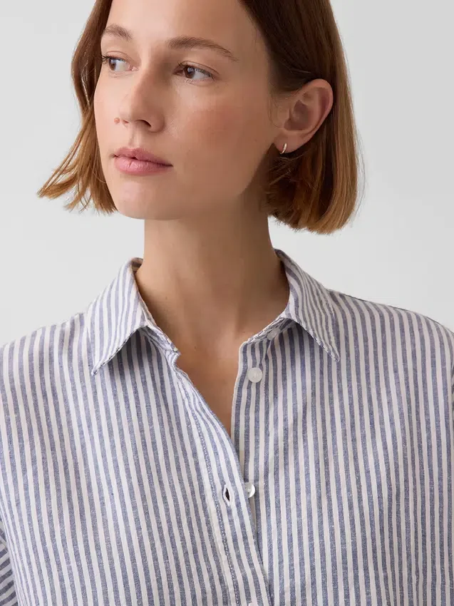 Linen-Blend Oversized Shirt