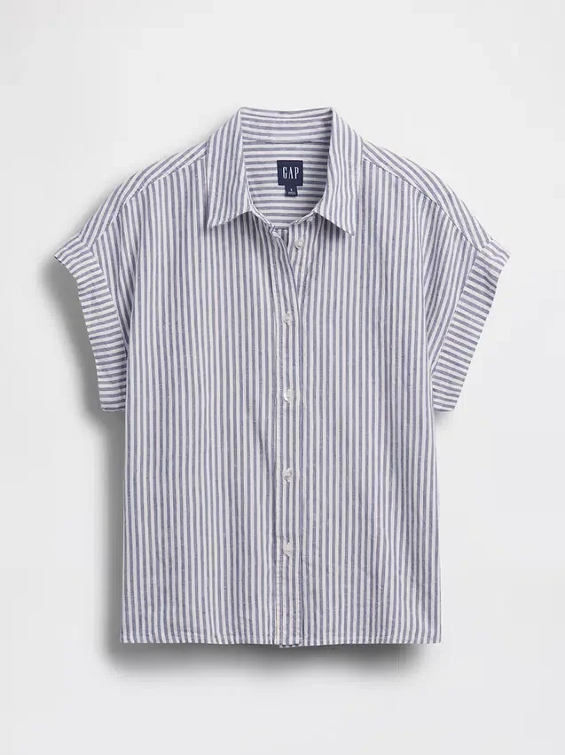 Linen-Blend Oversized Shirt