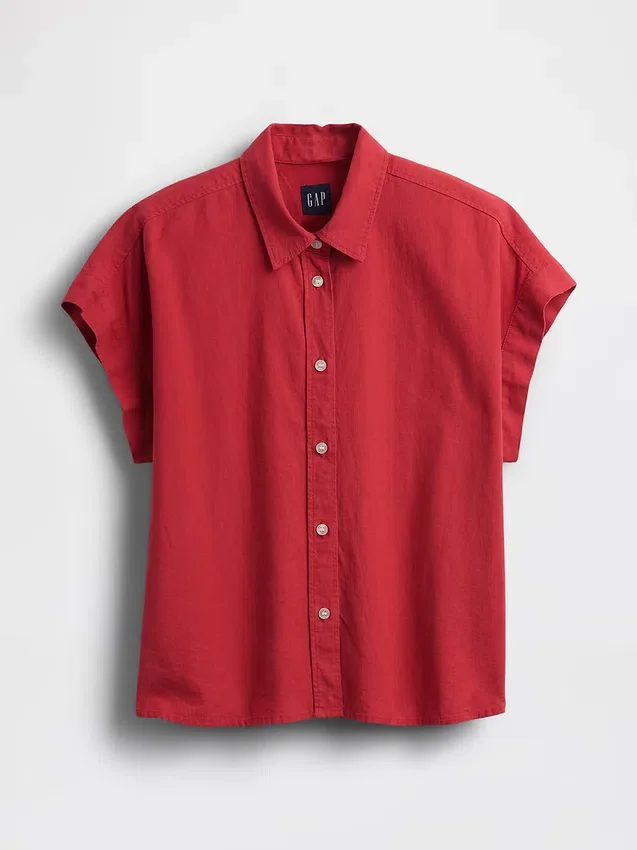 Linen-Blend Oversized Shirt