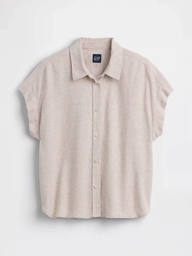 Linen-Blend Oversized Shirt