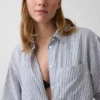 Linen-Blend Oversized Tunic Shirt
