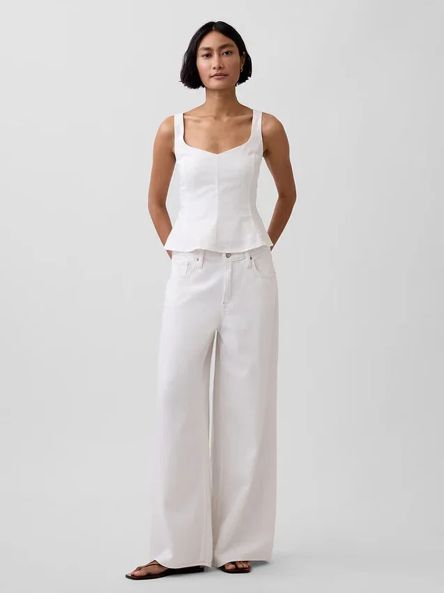 Linen-Blend Peplum Top