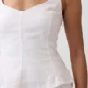 Linen-Blend Peplum Top