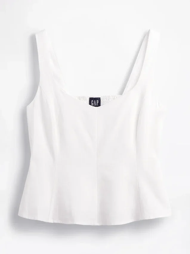 Linen-Blend Peplum Top