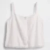 Linen-Blend Pintuck Crop Pj Tank Top