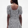 Linen-Blend Puff-Sleeve Crop Corset Top