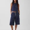 Linen-Blend Relaxed Easy Culotte Pants