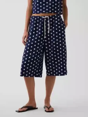 Linen-Blend Relaxed Easy Culotte Pants