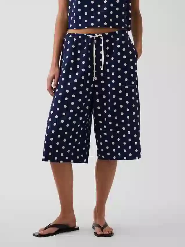 Linen-Blend Relaxed Easy Culotte Pants