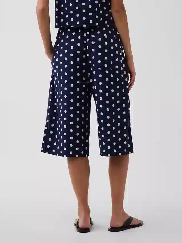 Linen-Blend Relaxed Easy Culotte Pants