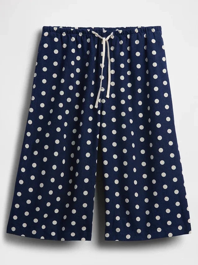 Linen-Blend Relaxed Easy Culotte Pants