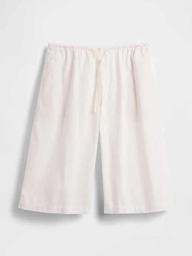 Linen-Blend Relaxed Easy Culotte Pants