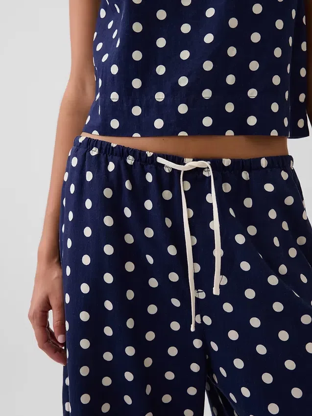 Linen-Blend Relaxed Easy Culotte Pants