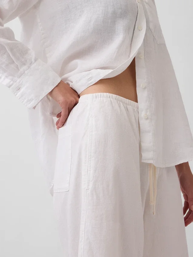 Linen-Blend Relaxed Easy Culotte Pants