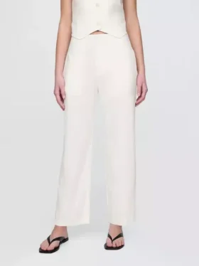 Linen-Blend Relaxed Straight Ankle Pants