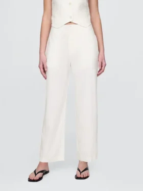 Linen-Blend Relaxed Straight Ankle Pants