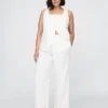 Linen-Blend Relaxed Straight Ankle Pants