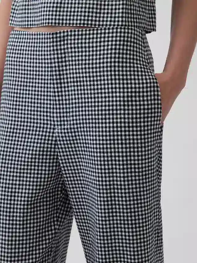 Linen-Blend Relaxed Straight Ankle Pants