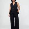 Linen-Blend Relaxed Straight Ankle Pants