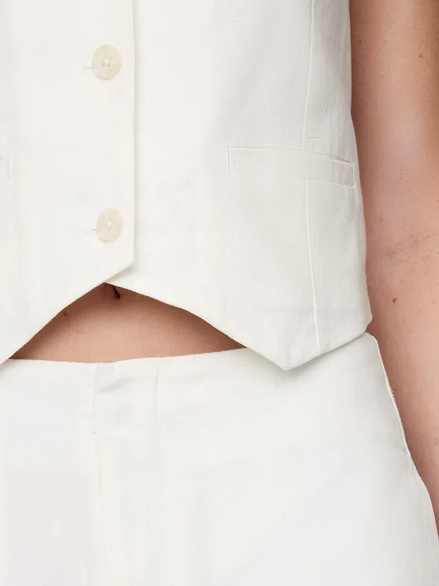 Linen-Blend Relaxed Straight Ankle Pants