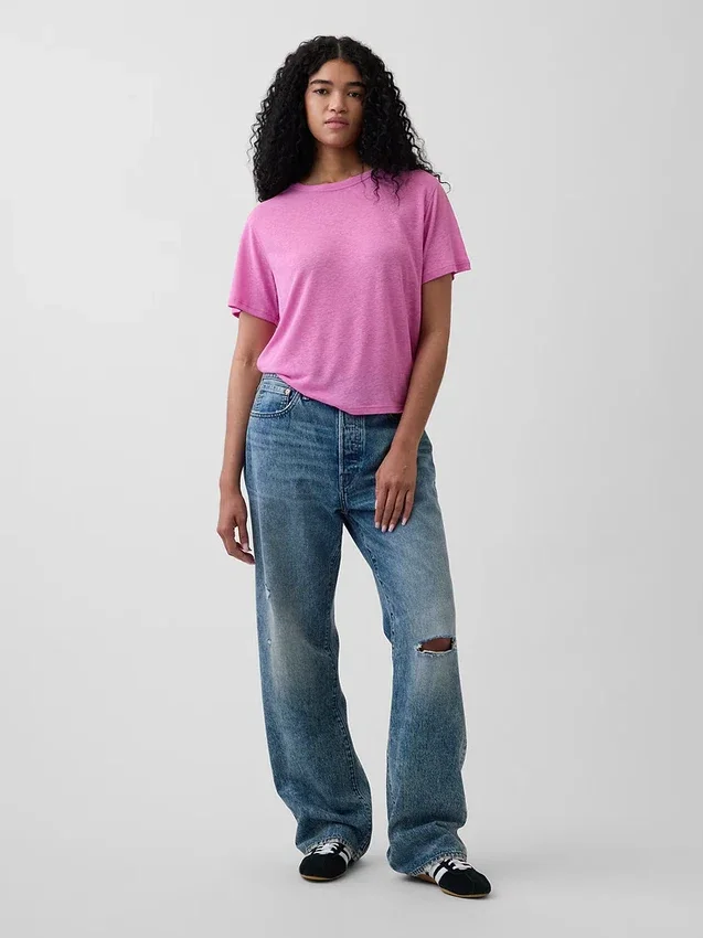 Linen-Blend Relaxed T-Shirt