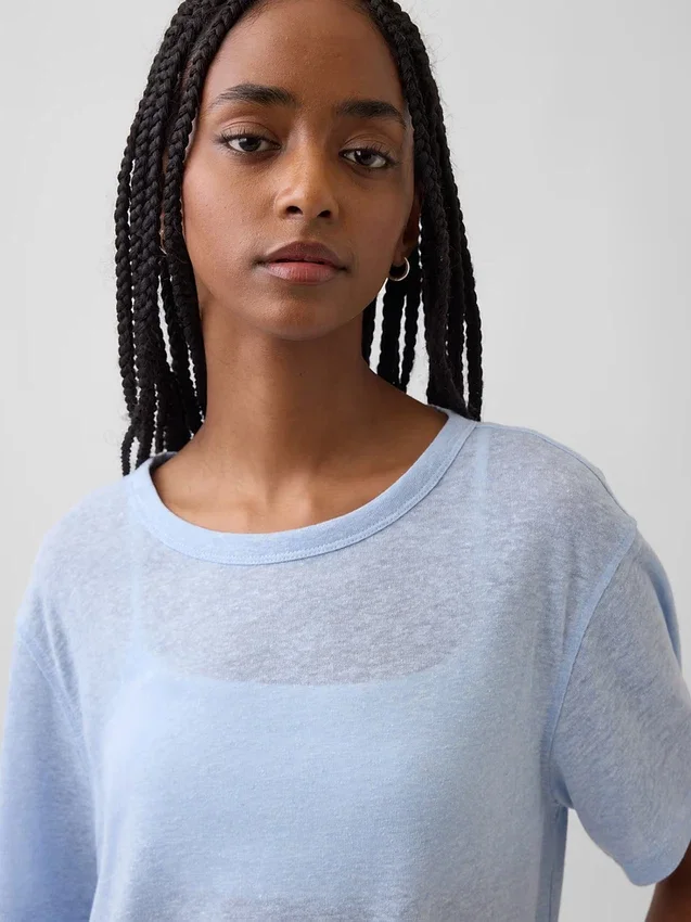 Linen-Blend Relaxed T-Shirt
