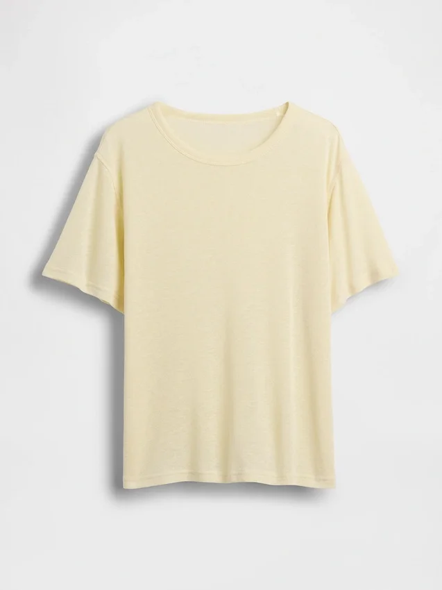 Linen-Blend Relaxed T-Shirt