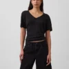 Linen-Blend Relaxed V-Neck T-Shirt