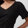 Linen-Blend Relaxed V-Neck T-Shirt