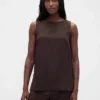 Linen-Blend Shell Tank Top