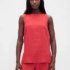 Linen-Blend Shell Tank Top