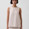 Linen-Blend Shell Tank Top