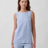 Linen-Blend Shell Tank Top