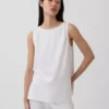 Linen-Blend Shell Tank Top