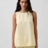 Linen-Blend Shell Tank Top