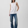 Linen-Blend Shell Tank Top