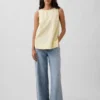Linen-Blend Shell Tank Top