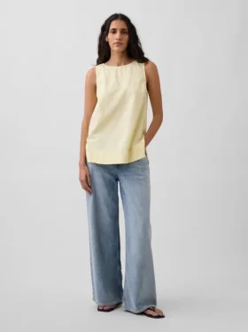 Linen-Blend Shell Tank Top