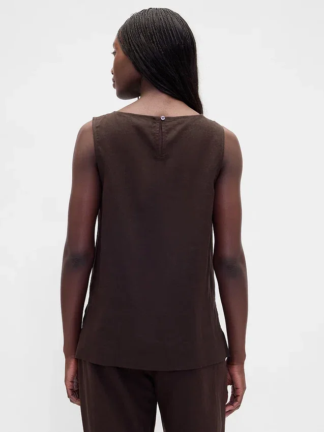 Linen-Blend Shell Tank Top