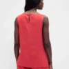 Linen-Blend Shell Tank Top