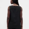Linen-Blend Shell Tank Top