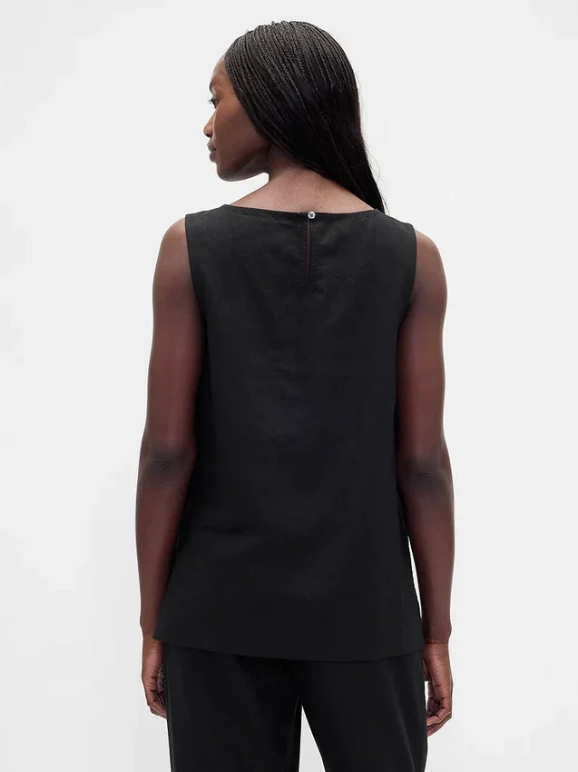 Linen-Blend Shell Tank Top