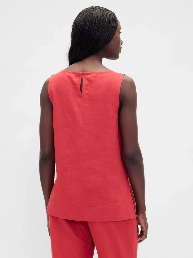 Linen-Blend Shell Tank Top