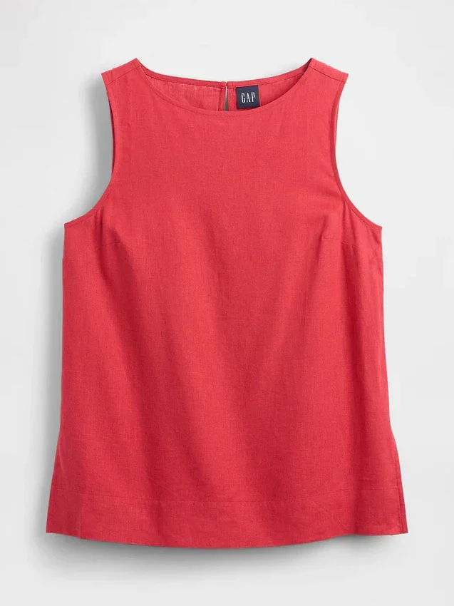 Linen-Blend Shell Tank Top