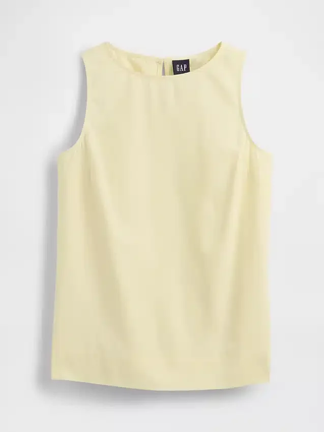 Linen-Blend Shell Tank Top
